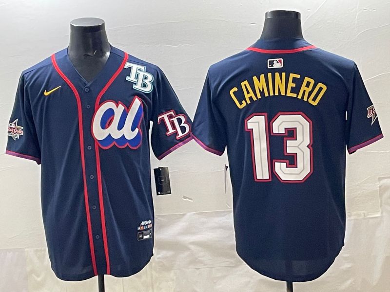 Men 2025 Tampa Bay Rays #13 Caminero Drak Blue All star Nike MLB Jersey style 03